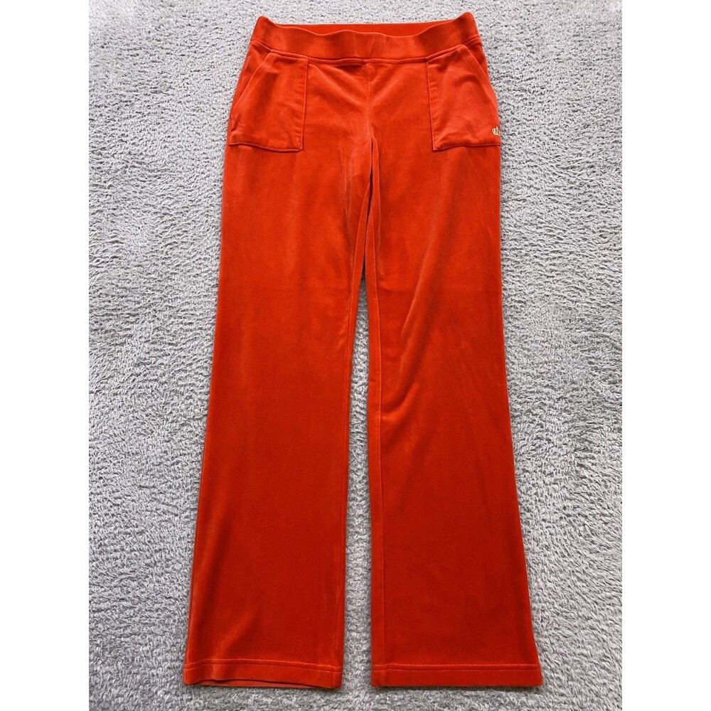 Juicy Couture Track Pants Womens Size Medium Red Velour Crown Sweatpants Joggers